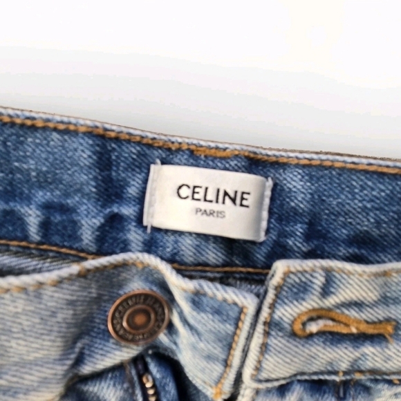 Celine Light Blue Wide Leg Distressed Jeans - Picture 9 of 16